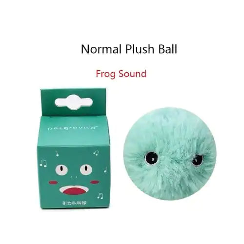 Green plush ball with a packaging box on a white background