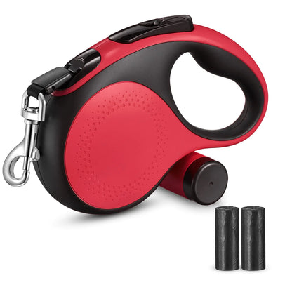 Retractable Dog Leash with Dispenser and Poop Bags