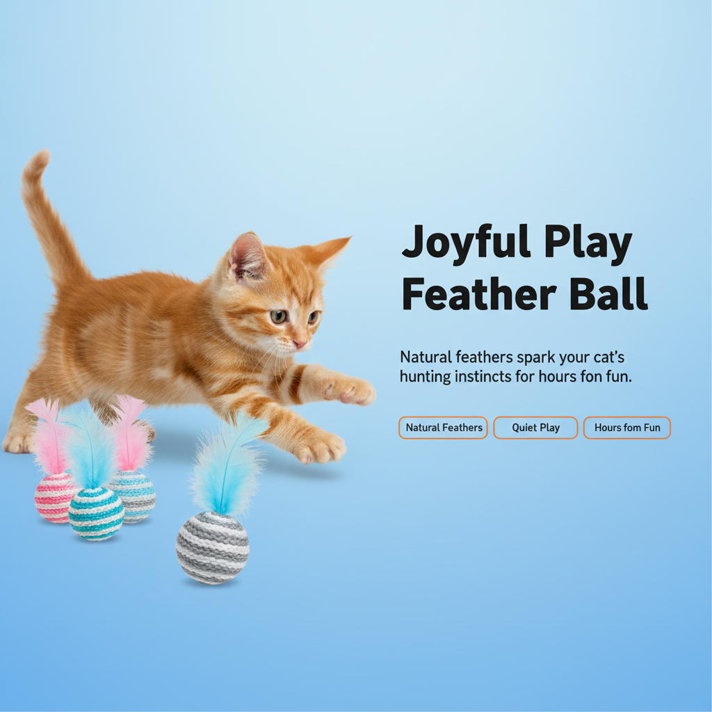 Cat Toy Feather Ball