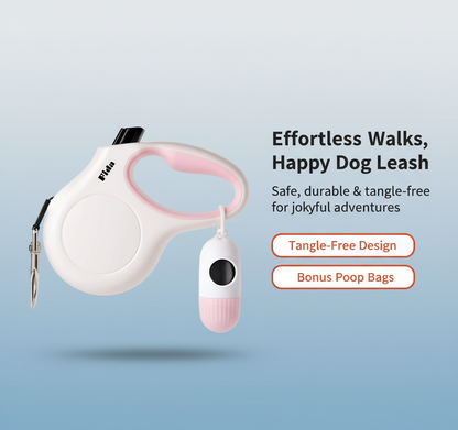 Retractable Dog Leash with Dispenser and Poop Bags