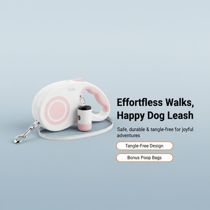 Retractable Dog Leash with Dispenser and Poop Bags